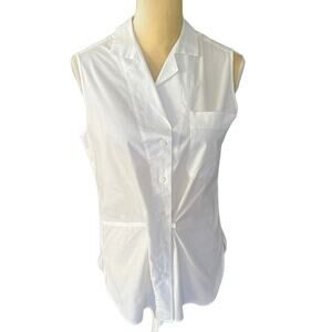 Kristensen Du Nord White Top Tank Button Down Size 2 Medium 6 Made in Italy